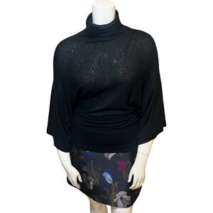 LINE Black Modal-Cashmere Soft Modern Turtleneck Sweater, M